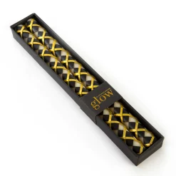 Argyle Dinner Candles - Black & Gold - Set Of 2|MacKenzie-Childs Hot