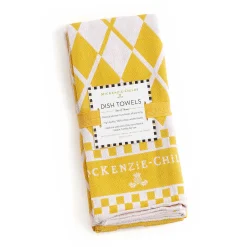 Argyle Dish Towels - Yellow - Set Of 3|MacKenzie-Childs Outlet
