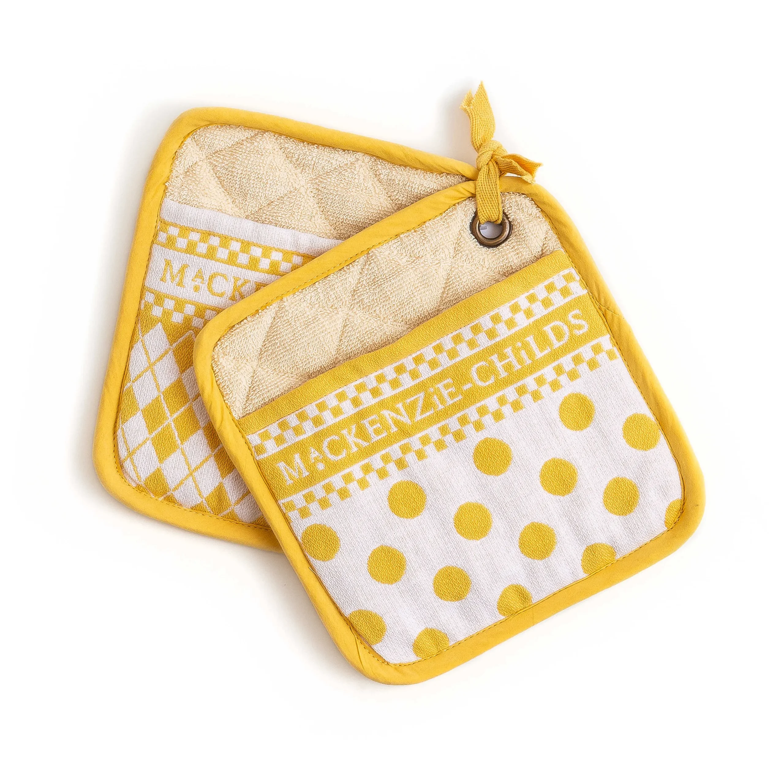 Argyle Potholders - Yellow - Set Of 2|MacKenzie-Childs Online