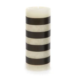 Bands Pillar Candle - 6" - Black & Ivory|MacKenzie-Childs Clearance