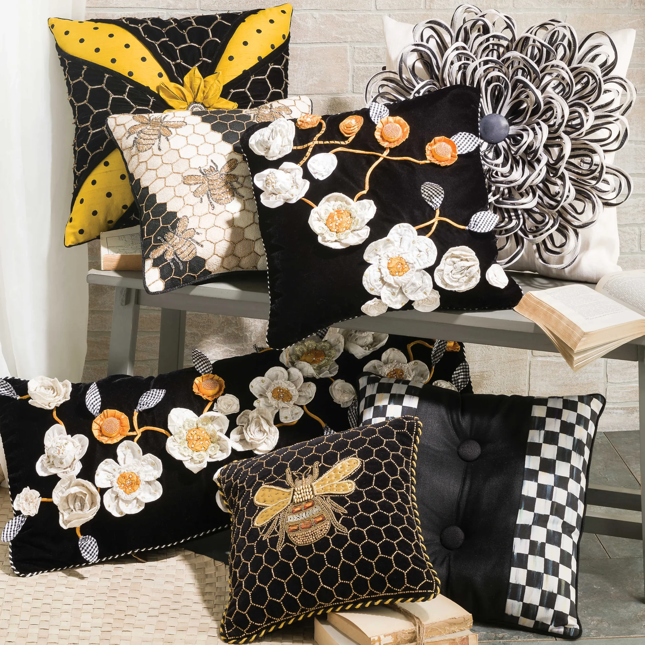Beekeeper Pillow|MacKenzie-Childs Clearance