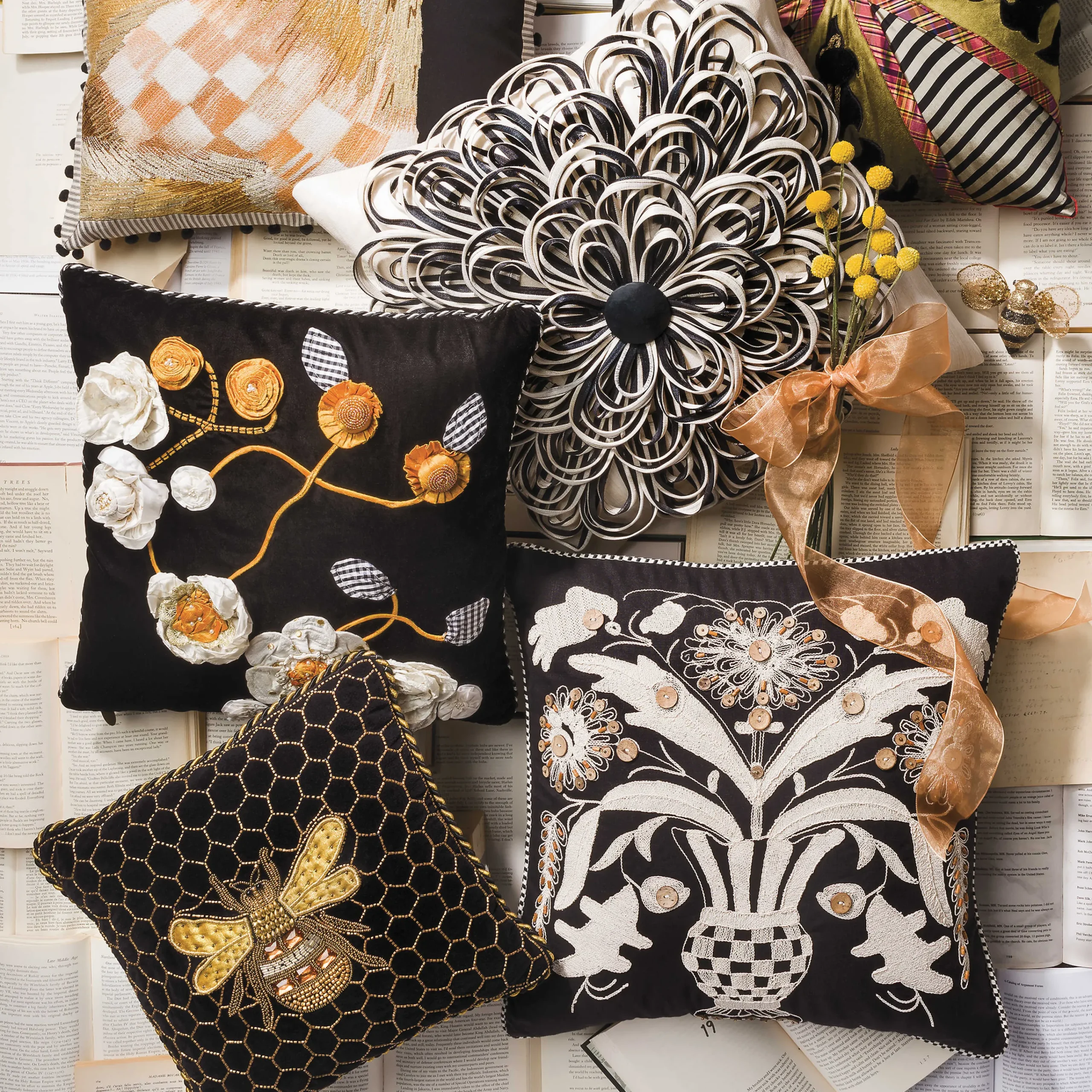 Beekeeper Pillow|MacKenzie-Childs Clearance