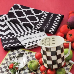 Black & White Zig Zag Dish Towels - Set Of 3|MacKenzie-Childs Online