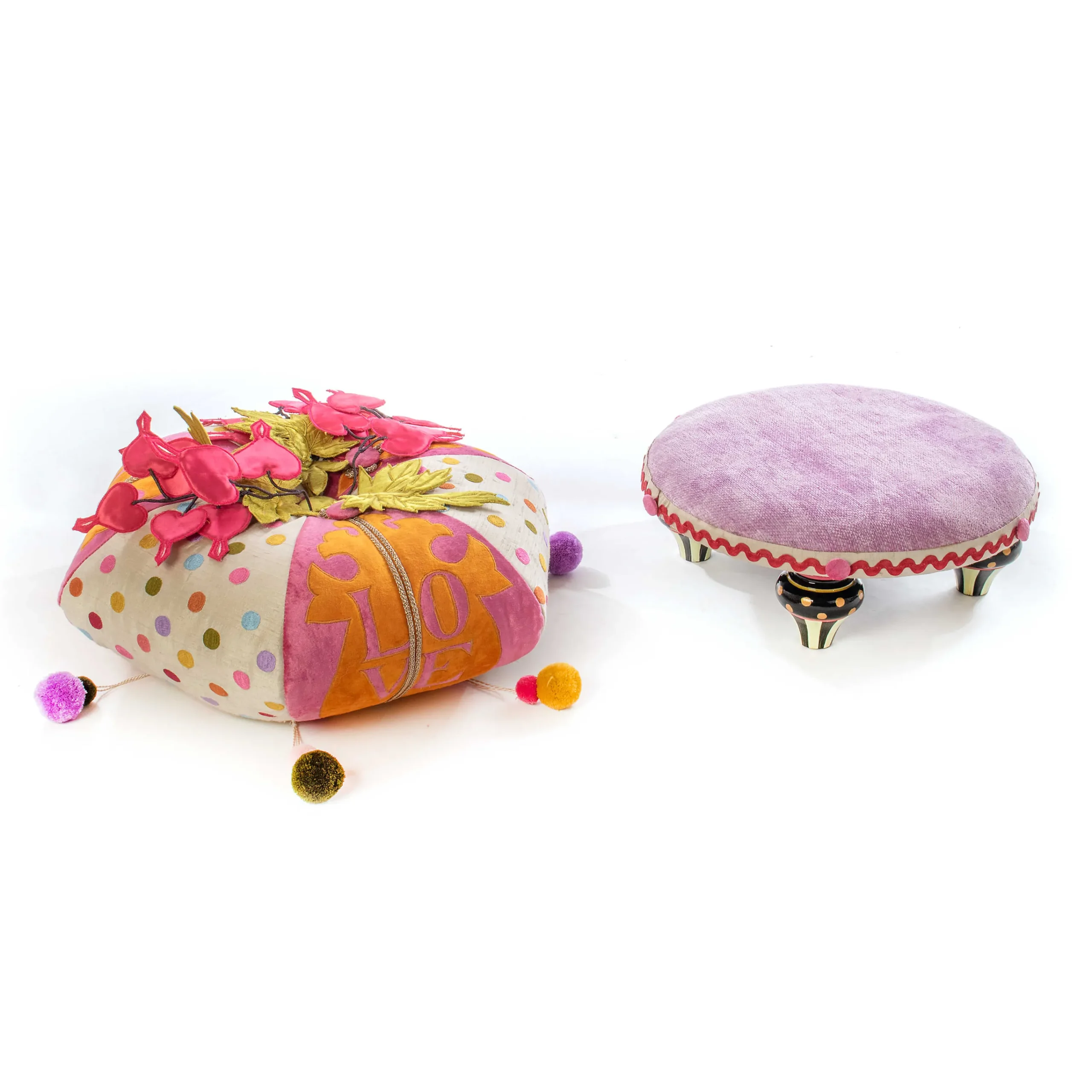 Bleeding Hearts Footstool|MacKenzie-Childs Outlet