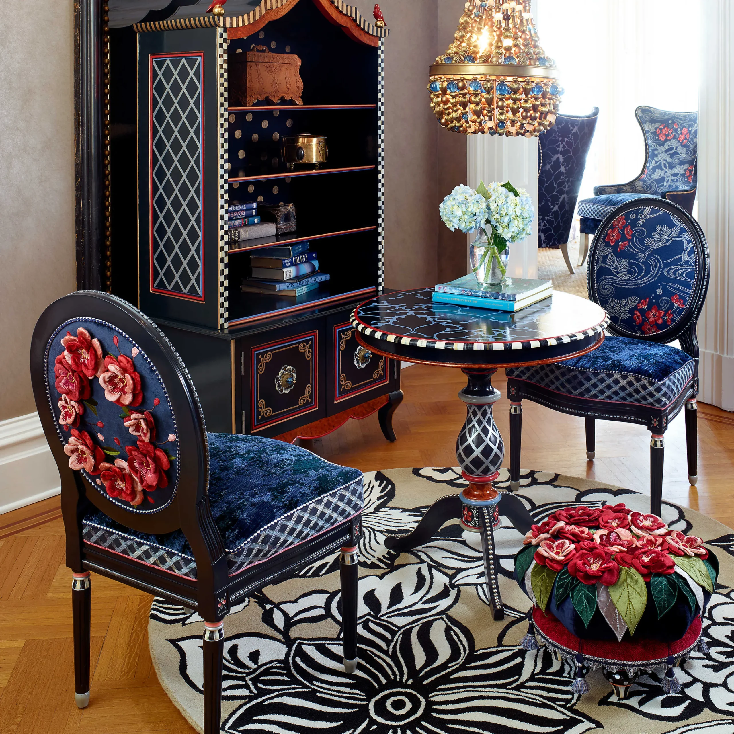 Bluetopia Kitano Footstool|MacKenzie-Childs New