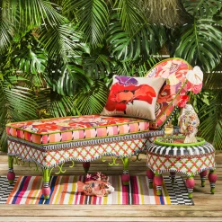 Breezy Poppy Outdoor Ottoman|MacKenzie-Childs Clearance