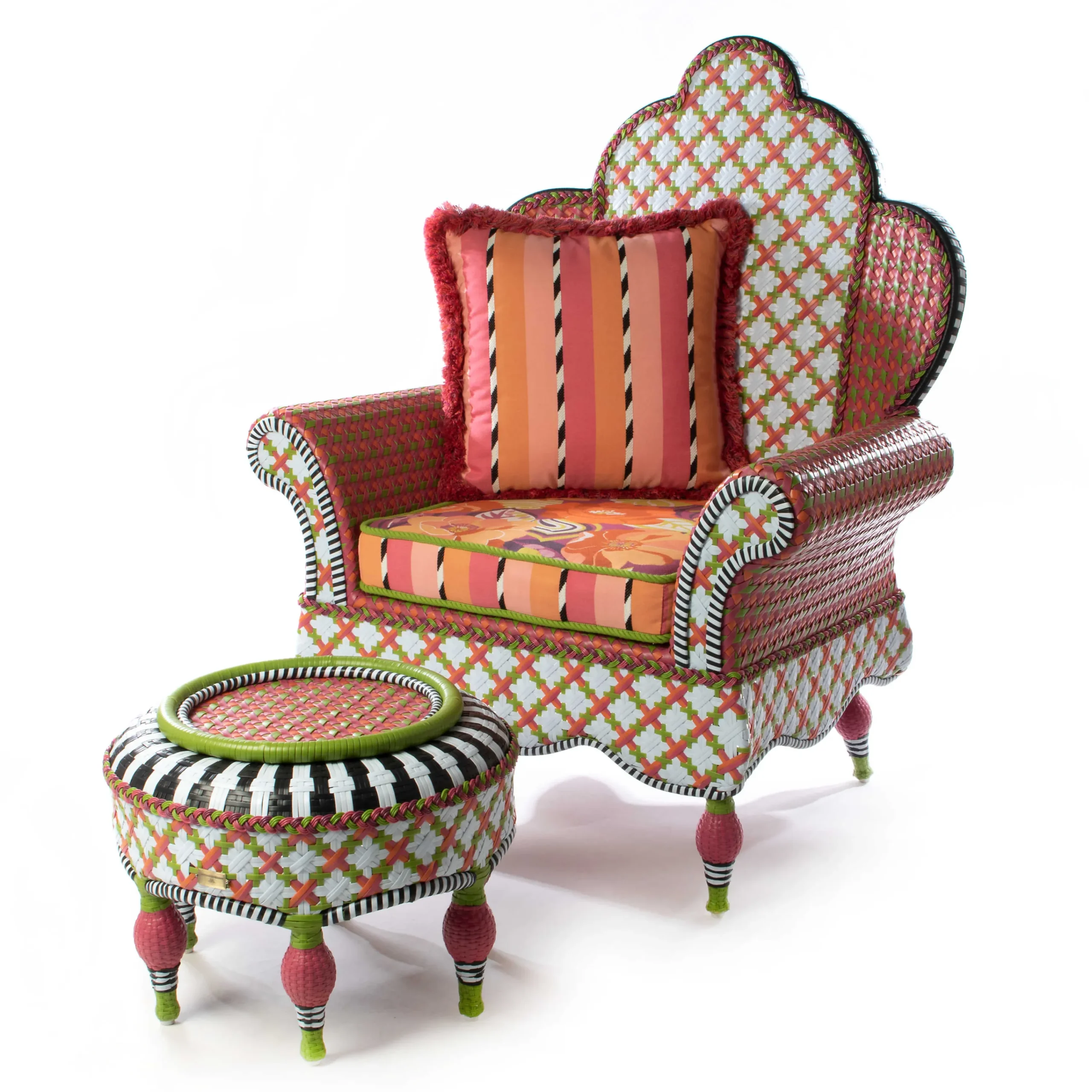 Breezy Poppy Outdoor Wing Chair|MacKenzie-Childs Discount