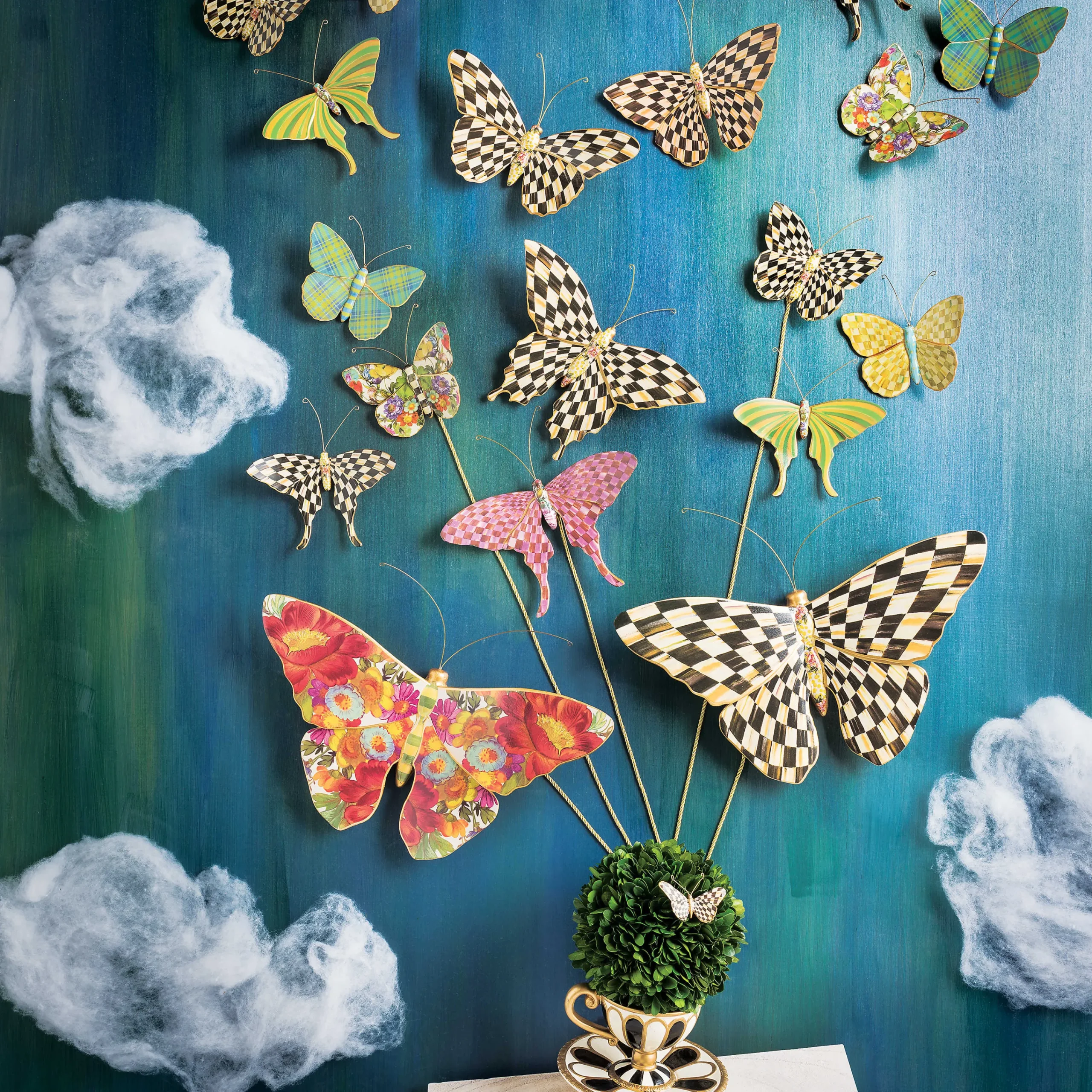 Butterfly Duo Wall Decor - Courtly Check|MacKenzie-Childs