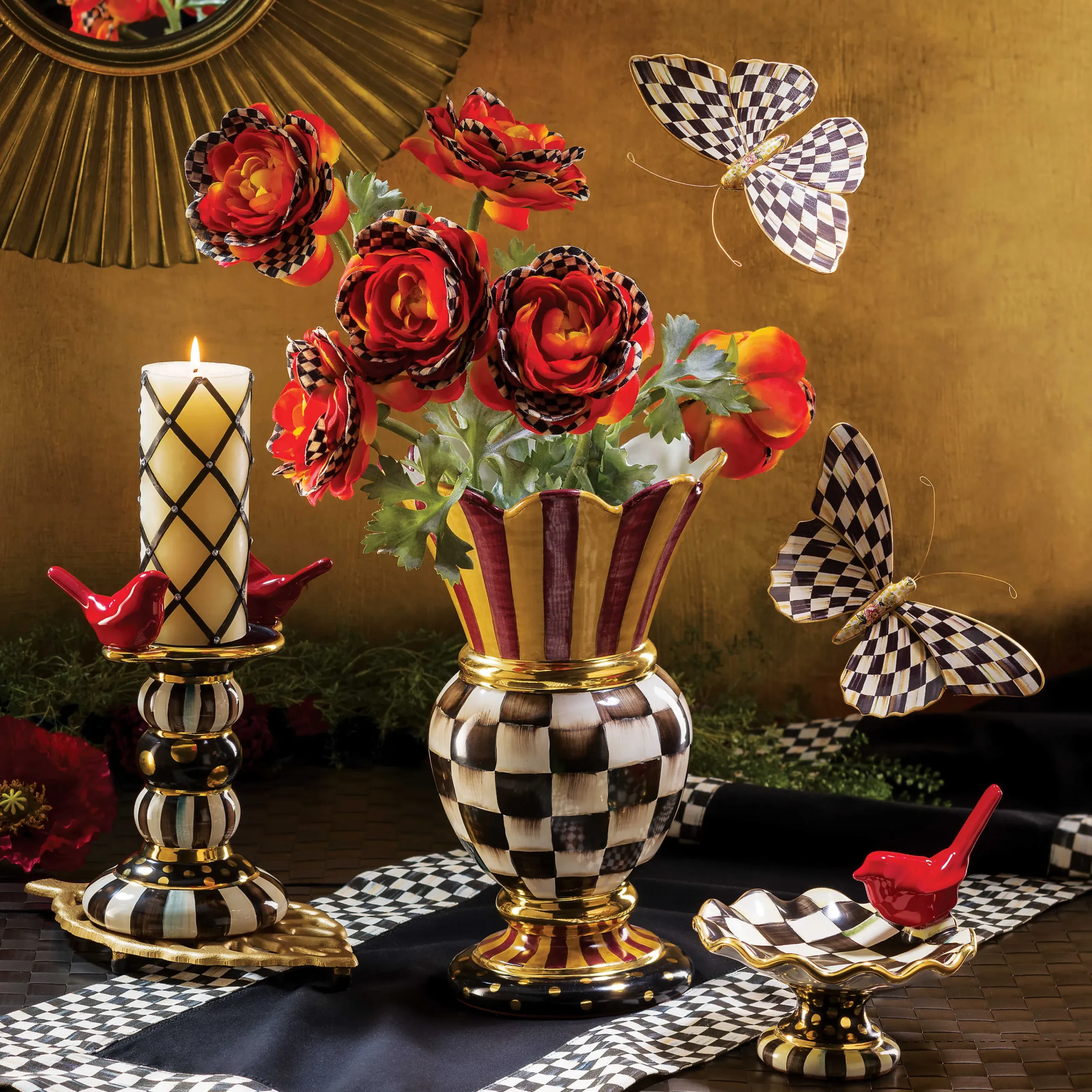 Butterfly Duo Wall Decor - Courtly Check|MacKenzie-Childs