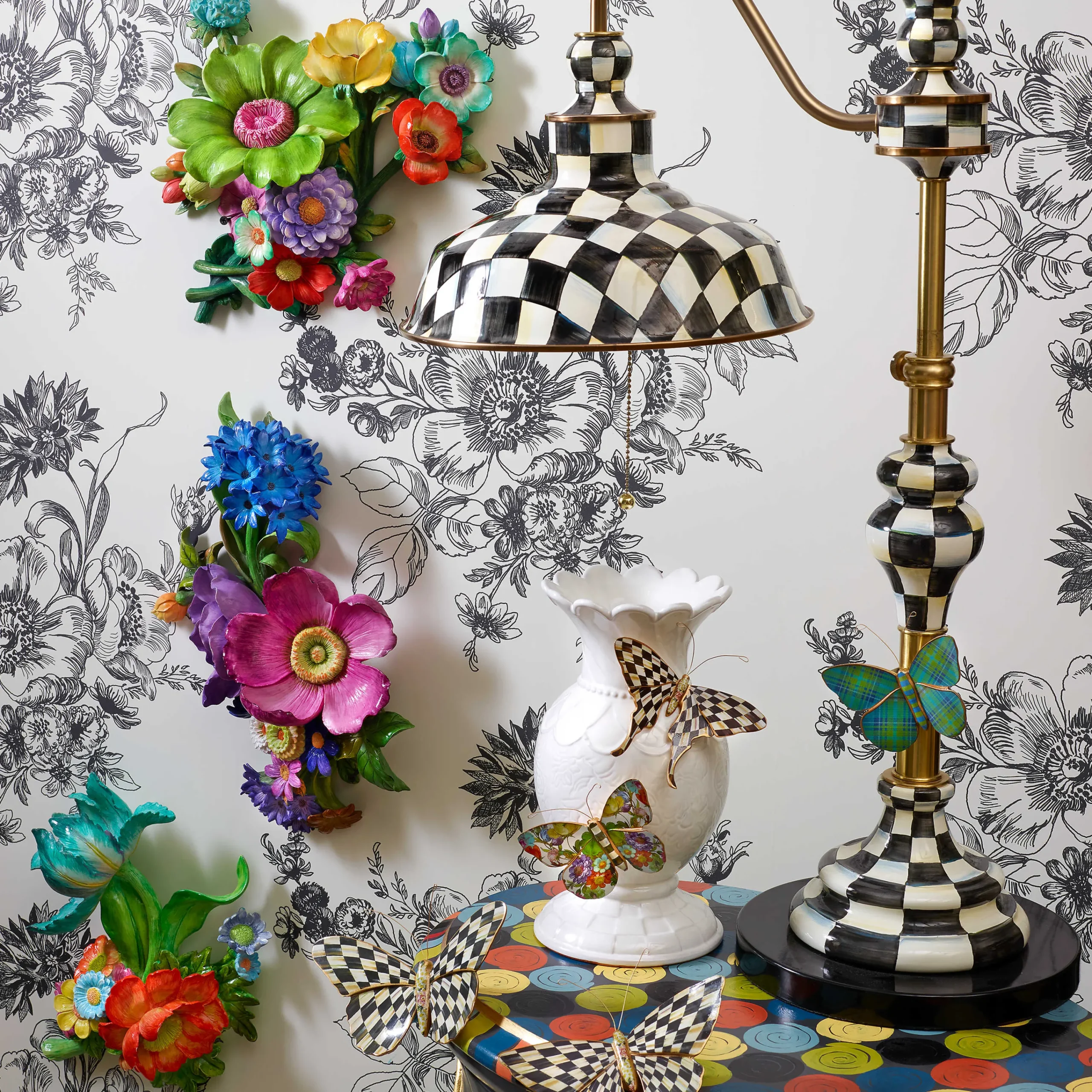 Butterfly Duo Wall Decor - Courtly Check|MacKenzie-Childs