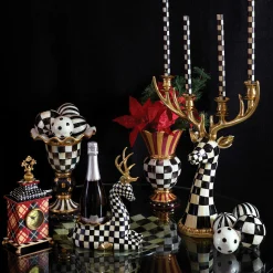 Check Dinner Candles - Black & Ivory - Set Of 2|MacKenzie-Childs Hot