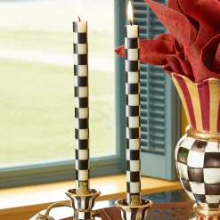 Check Dinner Candles - Black & Ivory - Set Of 2|MacKenzie-Childs Hot