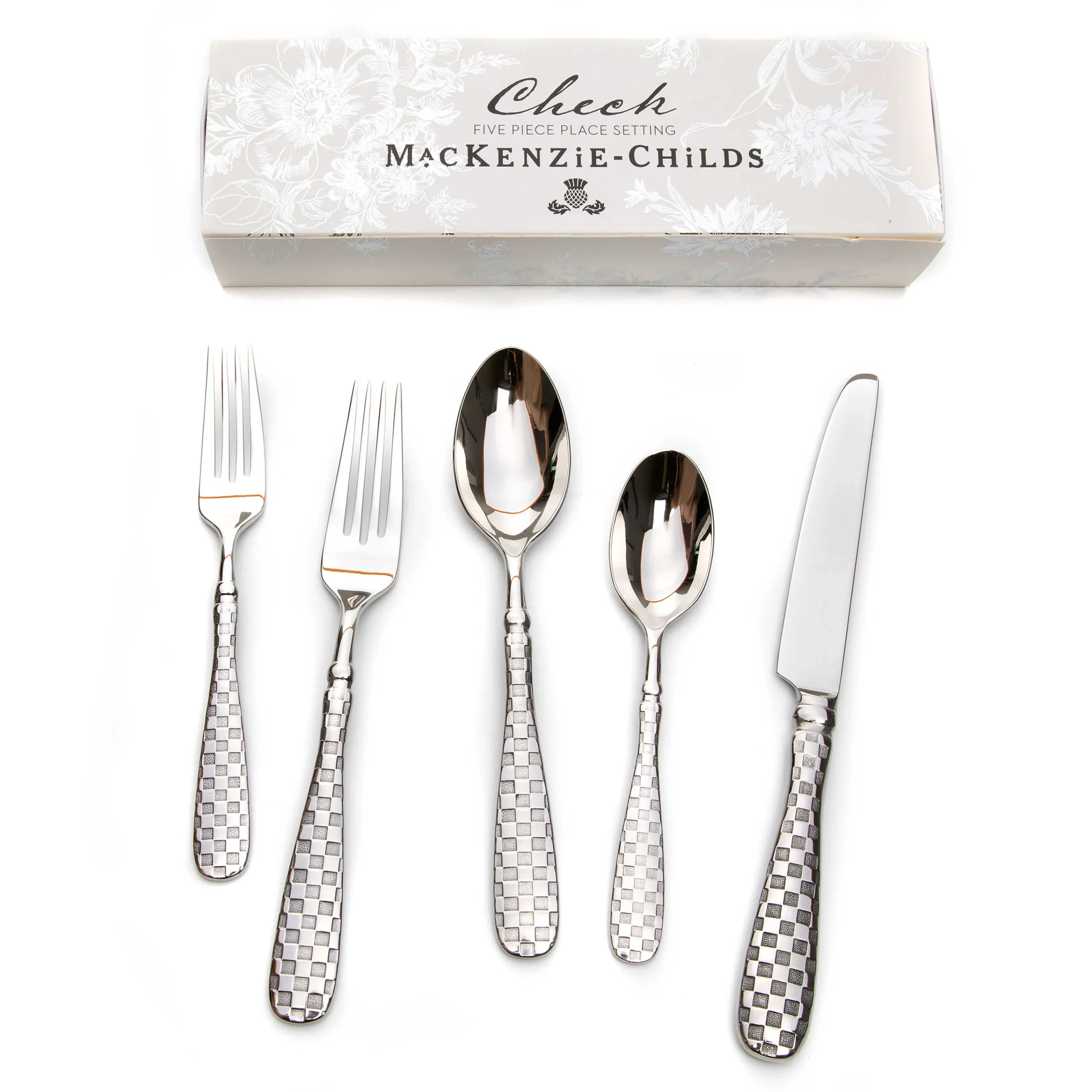 Check Flatware - 5-Piece Place Setting|MacKenzie-Childs Outlet