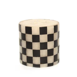 Check Pillar Candle - 5" - Black & Ivory|MacKenzie-Childs New