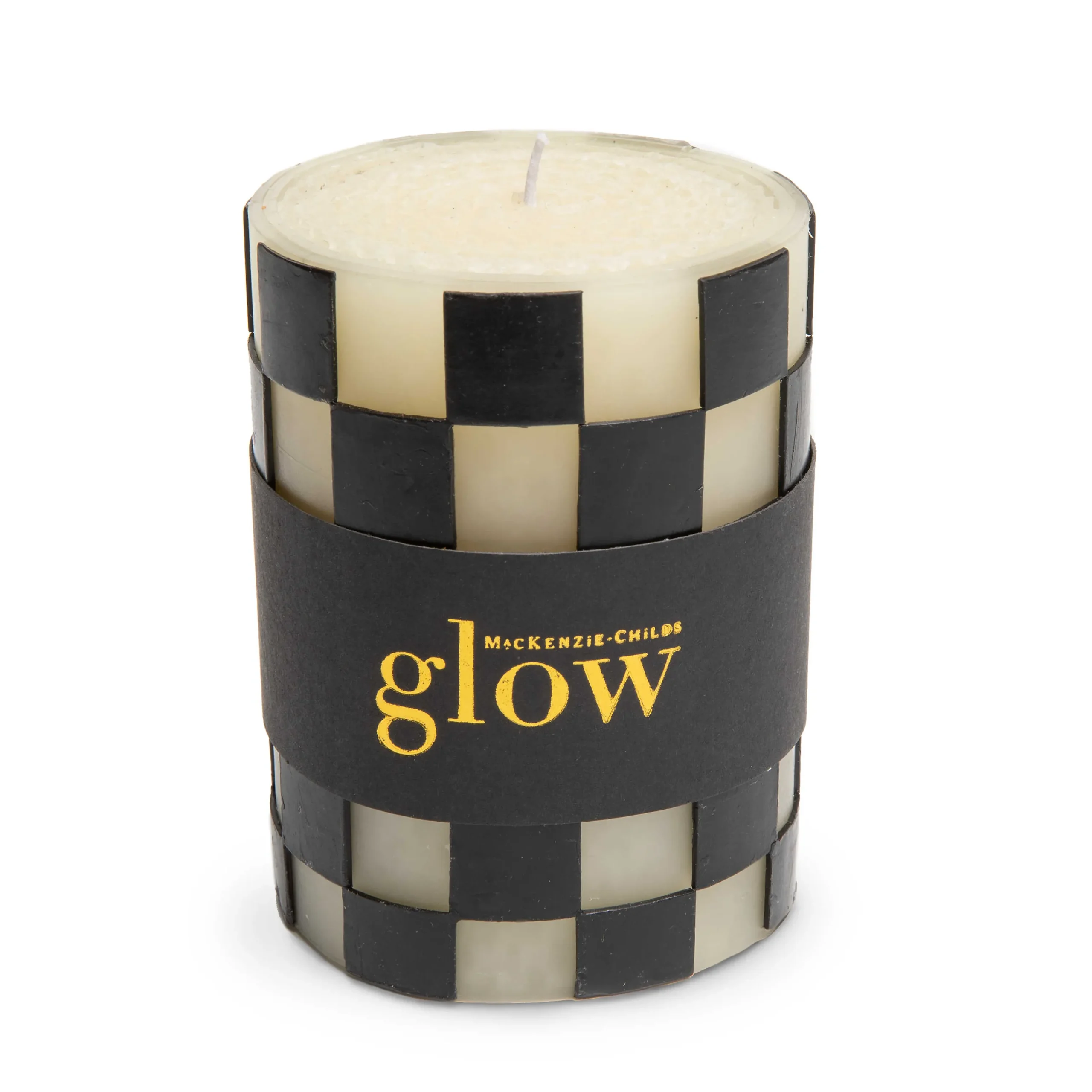 Check Pillar Candle - 4" - Black|MacKenzie-Childs Sale