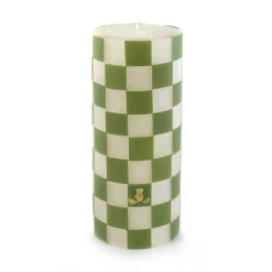 Check Pillar Candle - 6" - Green|MacKenzie-Childs Discount