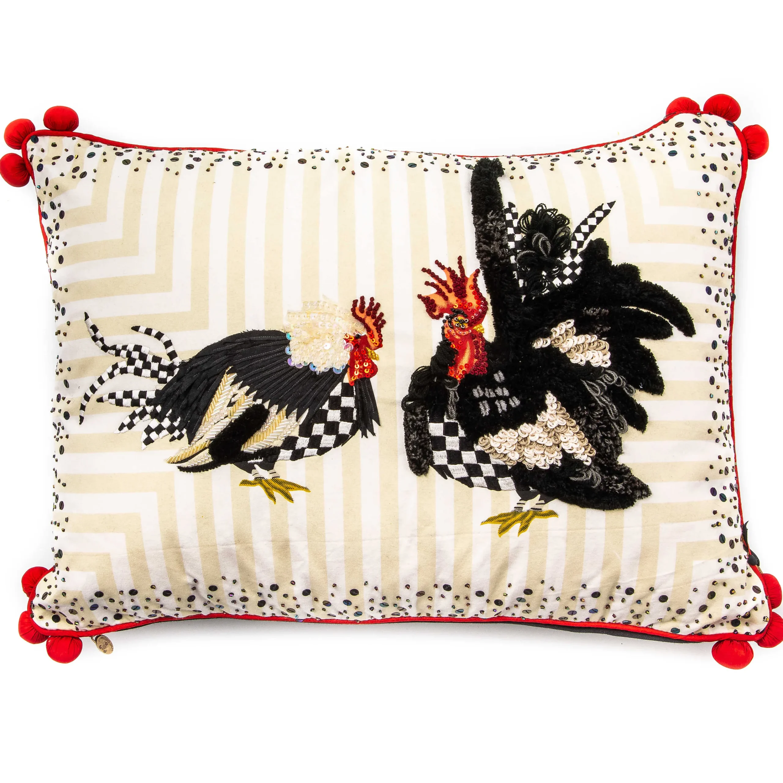 Chicken And Rooster Lumbar Pillow|MacKenzie-Childs Discount