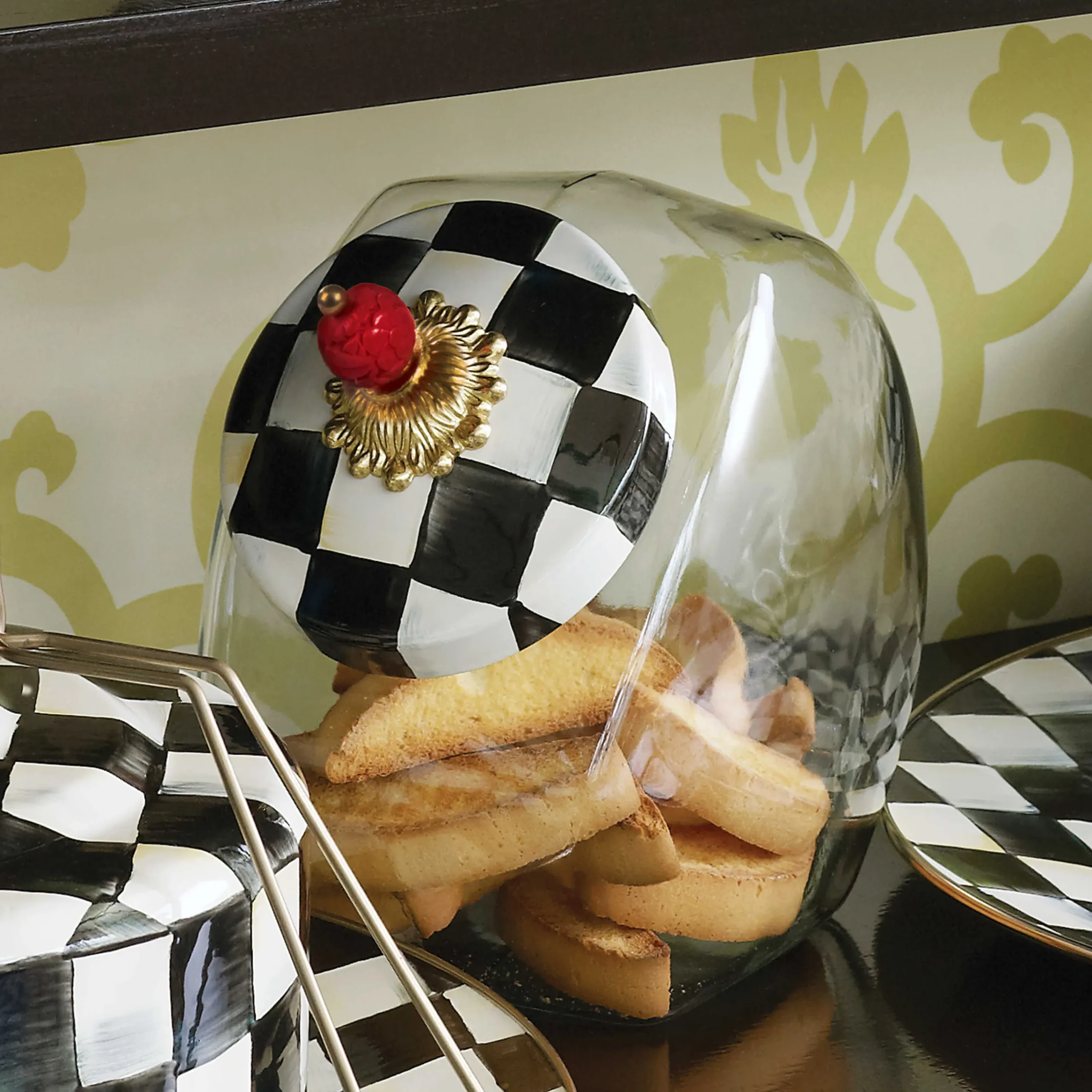 Cookie Jar With Courtly Check Enamel Lid|MacKenzie-Childs Outlet