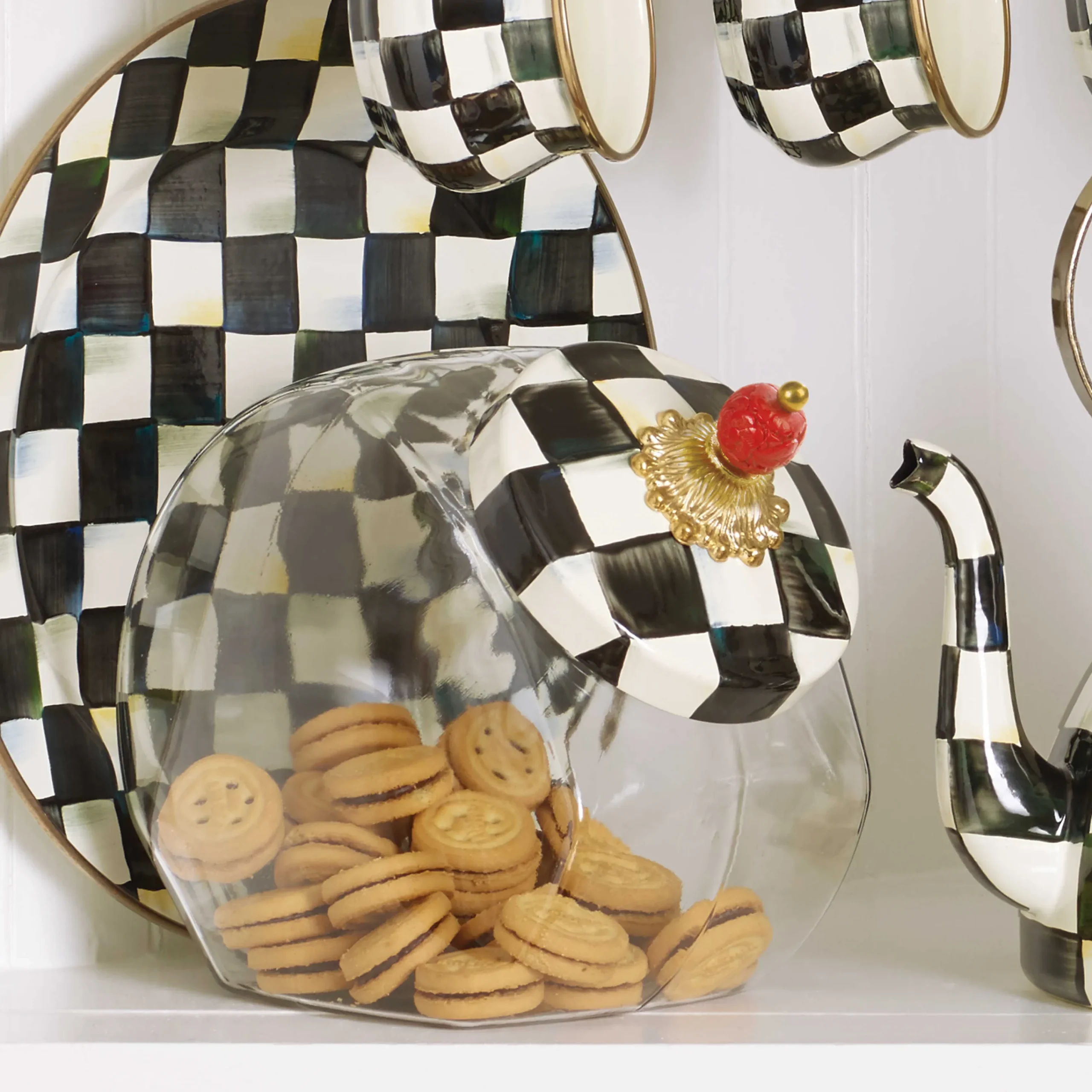 Cookie Jar With Courtly Check Enamel Lid|MacKenzie-Childs Outlet