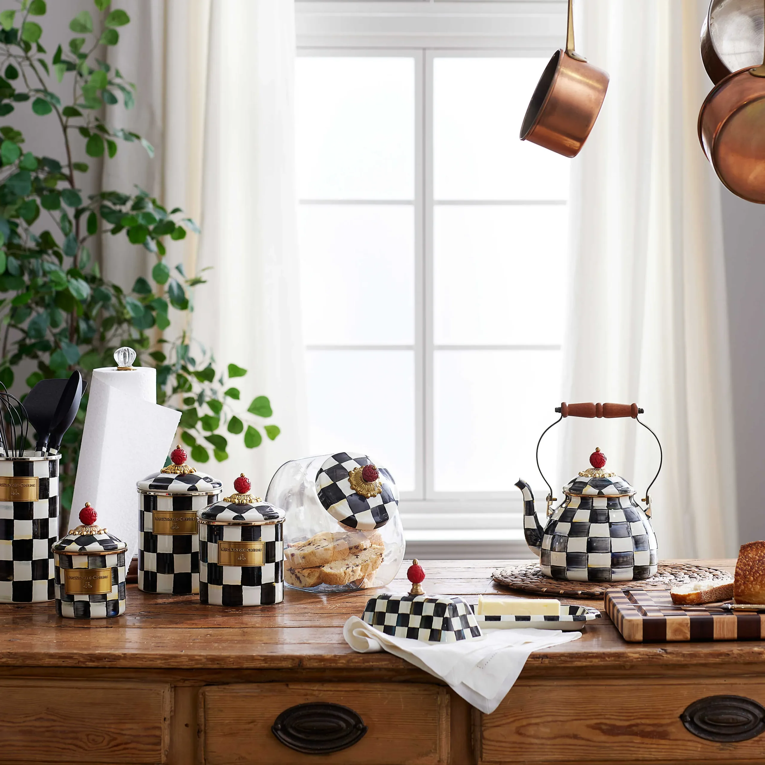 Cookie Jar With Courtly Check Enamel Lid|MacKenzie-Childs Outlet