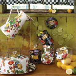 Cookie Jar With Flower Market Enamel Lid - White|MacKenzie-Childs Best