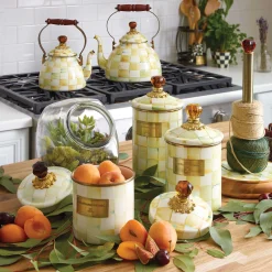 Cookie Jar With Parchment Check Enamel Lid|MacKenzie-Childs Outlet