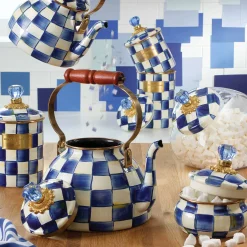 Cookie Jar With Royal Check Enamel Lid|MacKenzie-Childs New