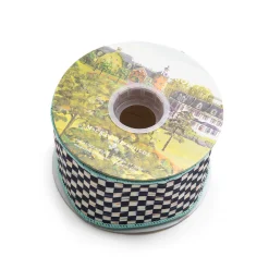 Courtly Check 2.5" Ribbon - Aqua|MacKenzie-Childs Outlet