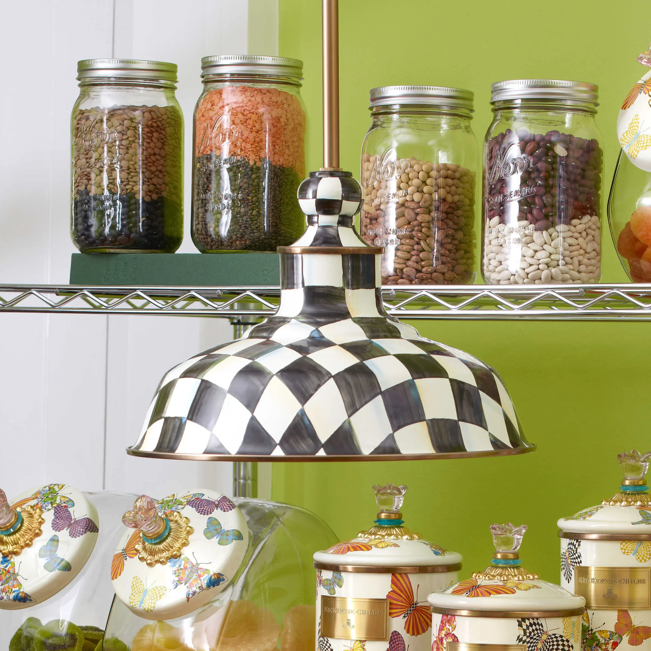 Courtly Check Barn Pendant Lamp - 12"|MacKenzie-Childs Clearance