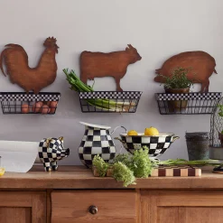 Courtly Check Chicken Wall Basket|MacKenzie-Childs Sale