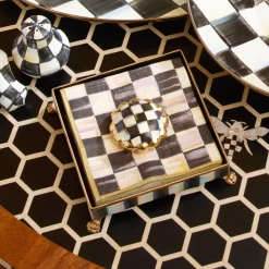 Courtly Check Cocktail Napkin Holder Set - Gold|MacKenzie-Childs Discount