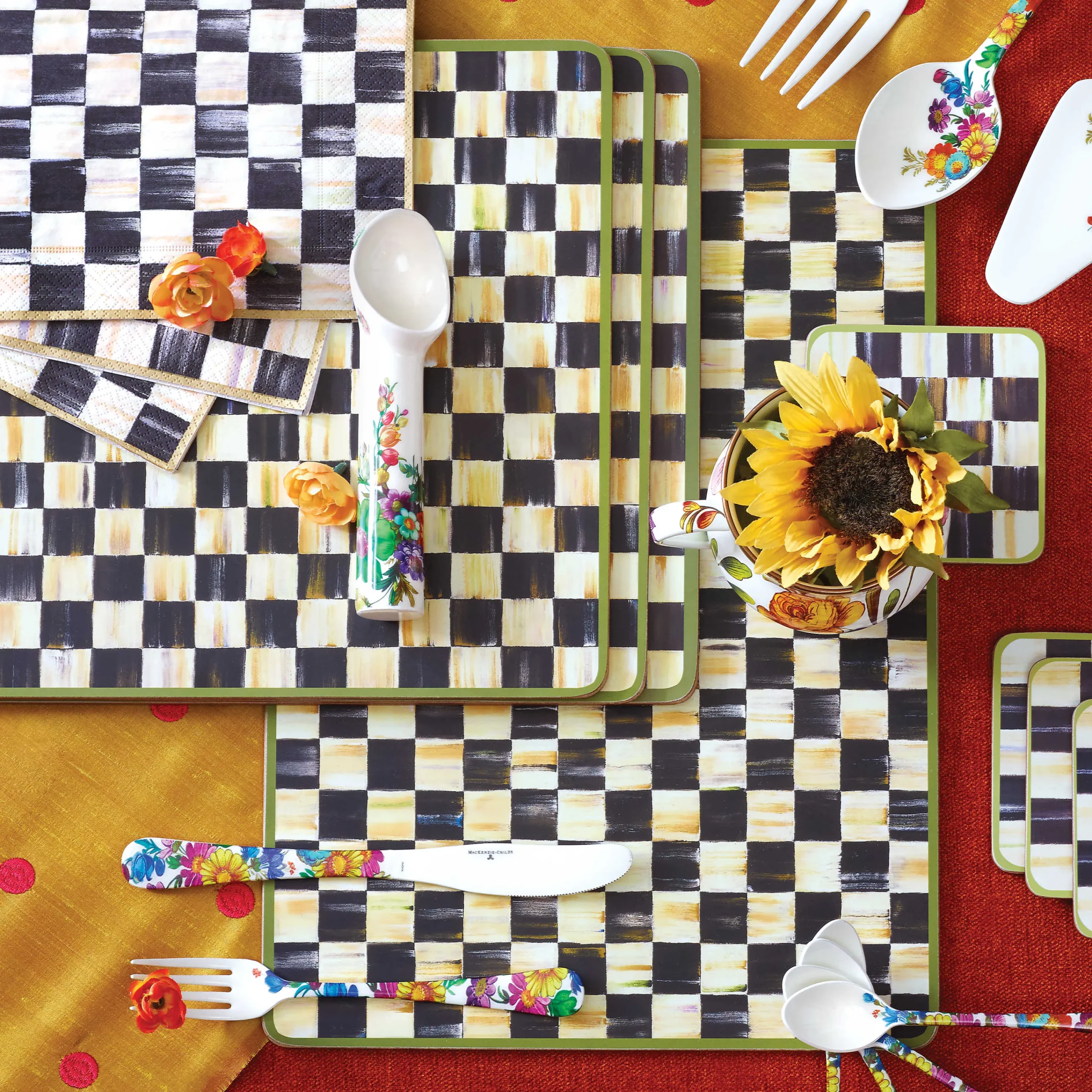 Courtly Check Cork Back Placemats - Set Of 4|MacKenzie-Childs