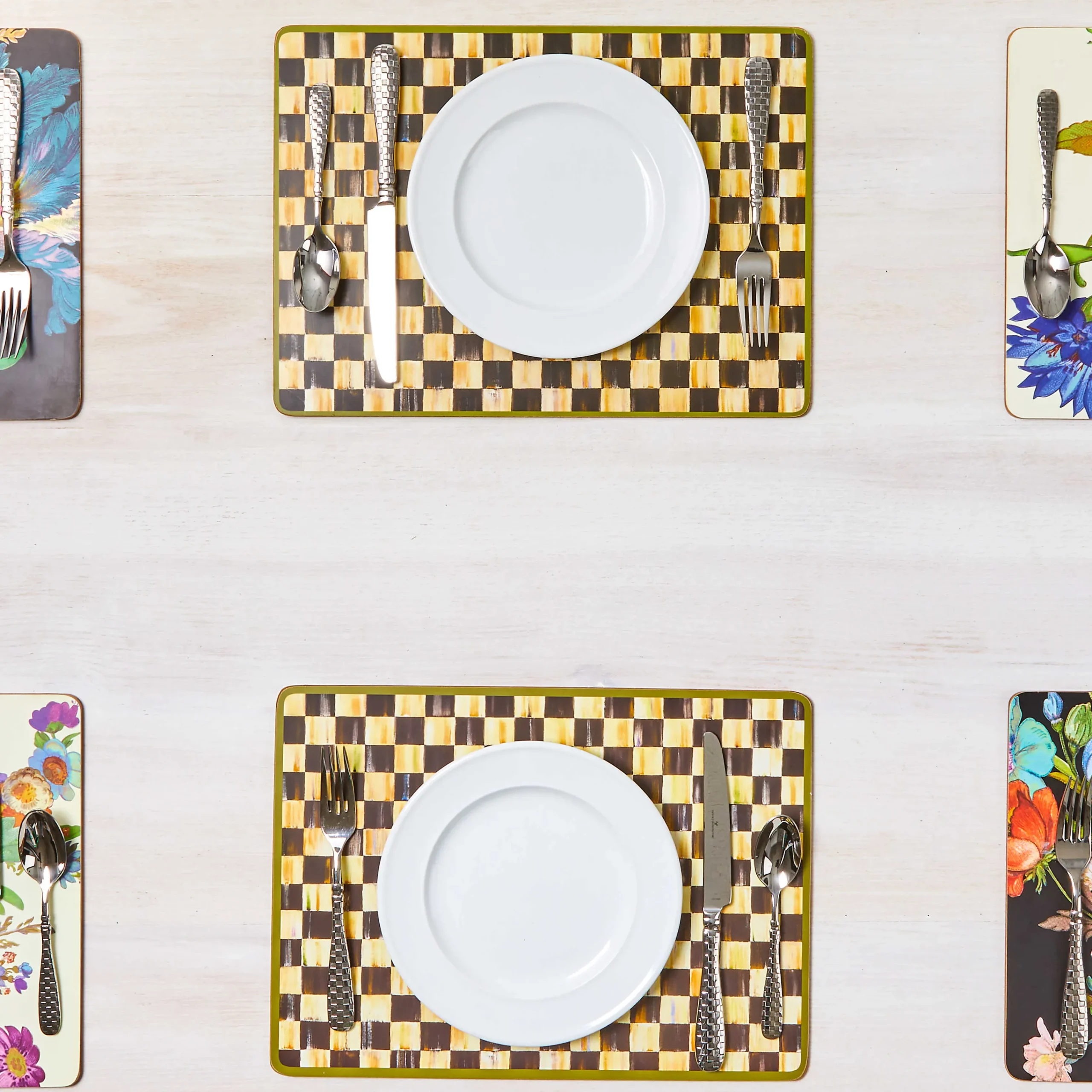 Courtly Check Cork Back Placemats - Set Of 4|MacKenzie-Childs