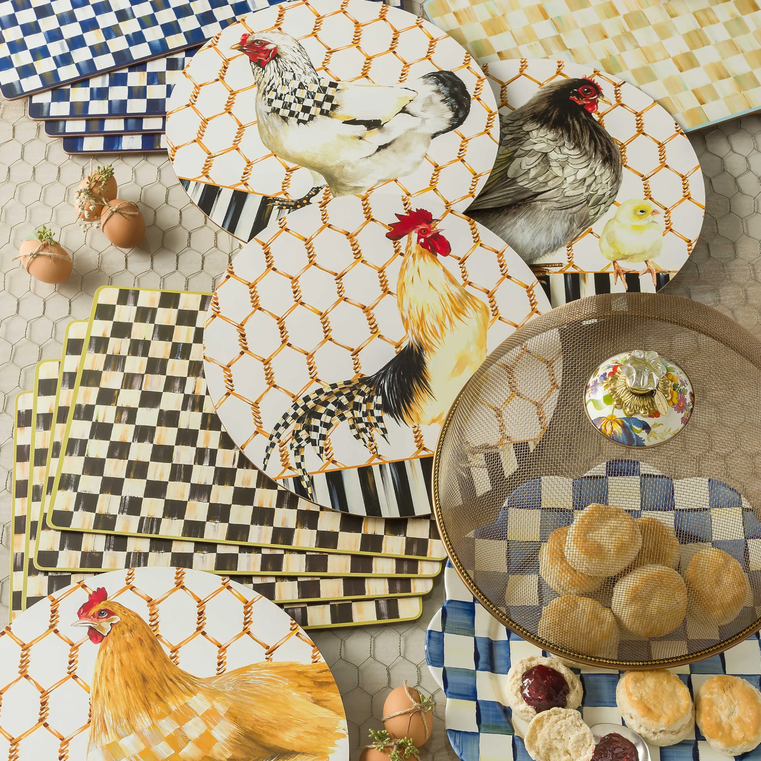 Courtly Check Cork Back Placemats - Set Of 4|MacKenzie-Childs