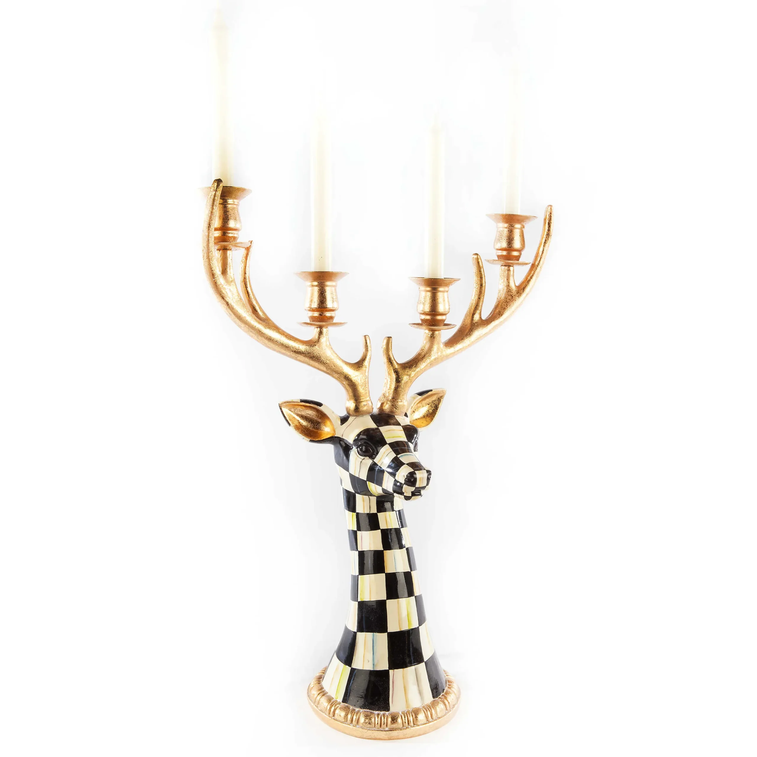 Courtly Check Deer Head Candelabra|MacKenzie-Childs Online