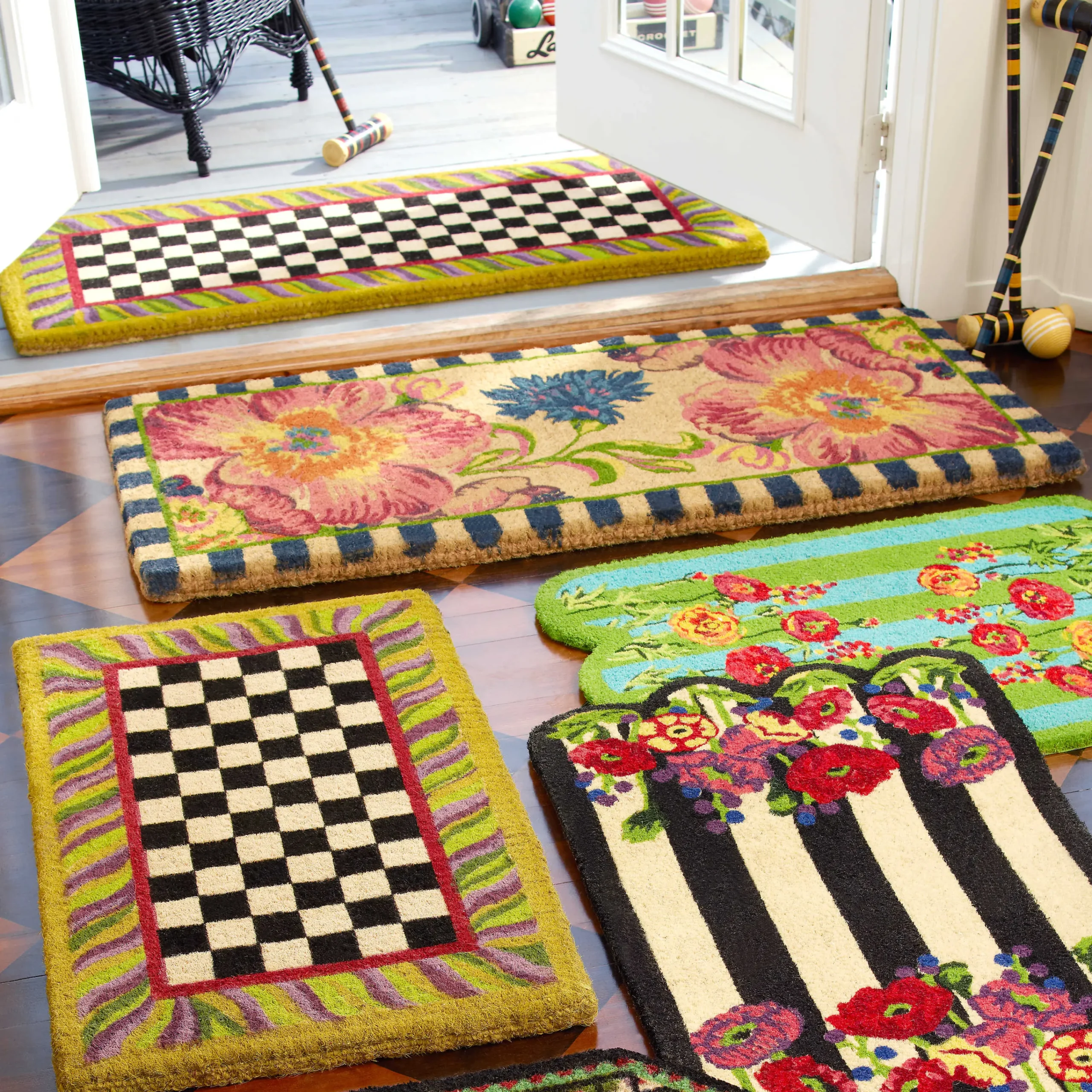 Courtly Check Double Door Entrance Mat|MacKenzie-Childs Outlet
