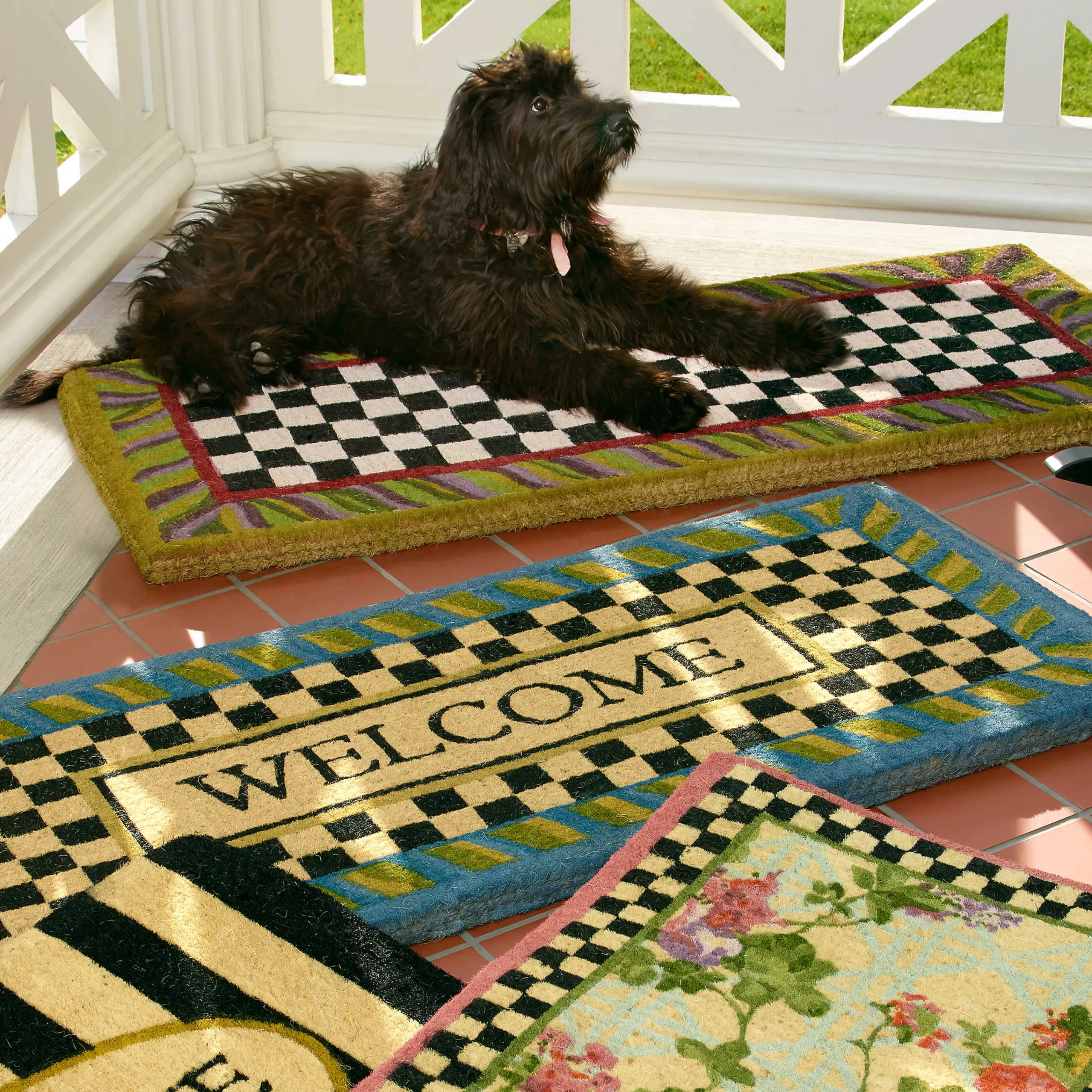 Courtly Check Double Door Entrance Mat|MacKenzie-Childs Outlet