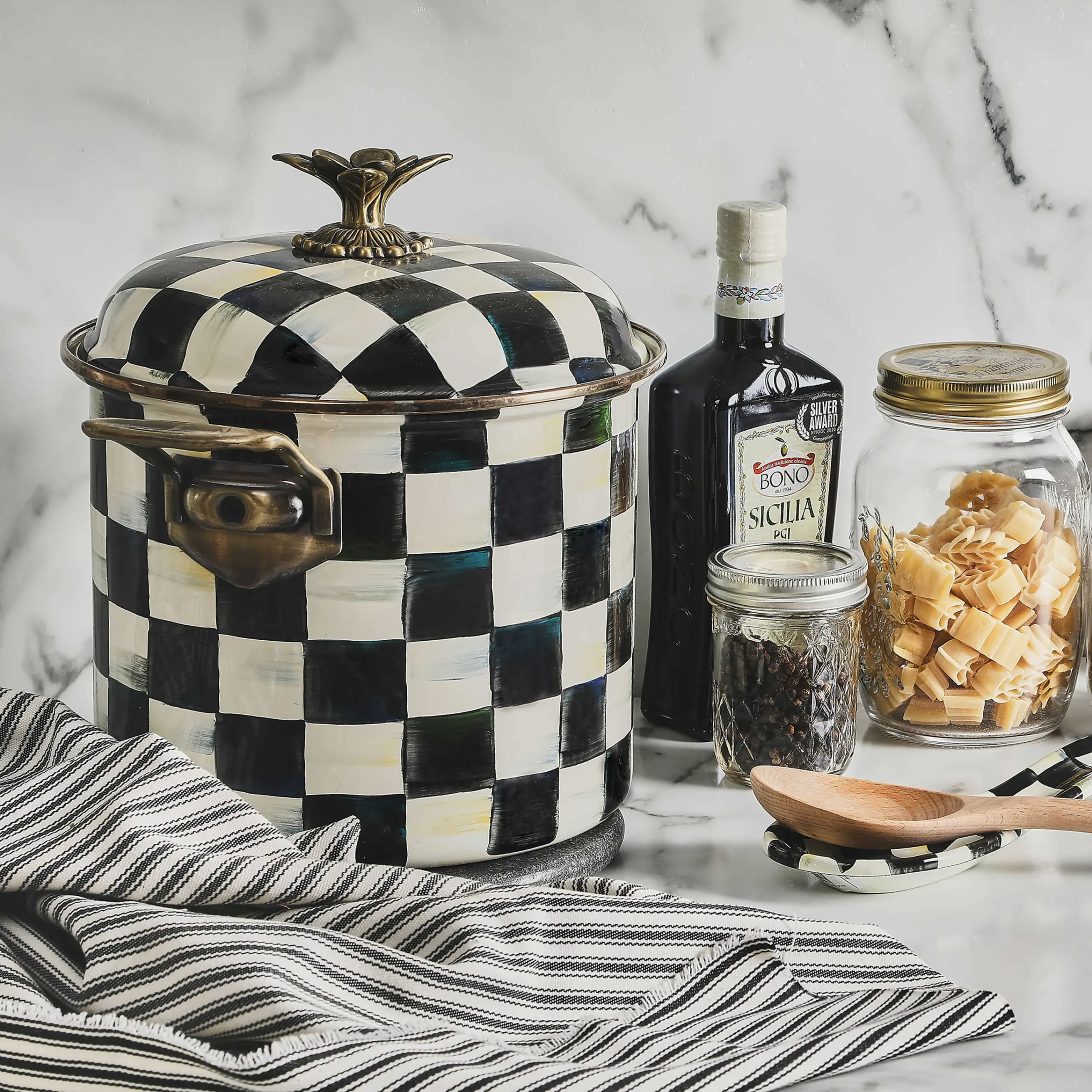 Courtly Check Enamel 7 Qt. Stockpot|MacKenzie-Childs Hot