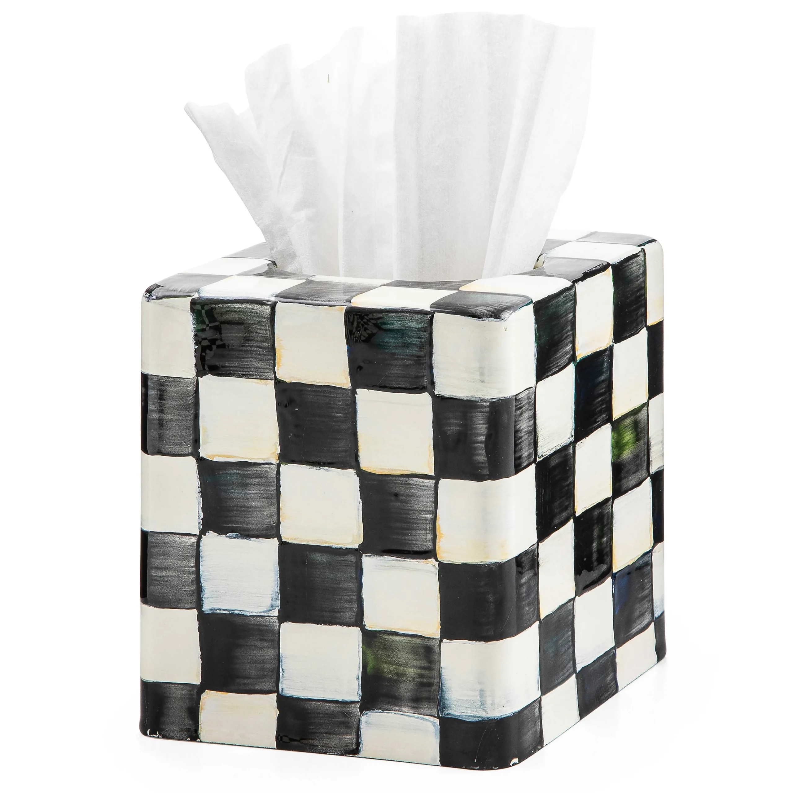Courtly Check Enamel Boutique Tissue Box Cover|MacKenzie-Childs New