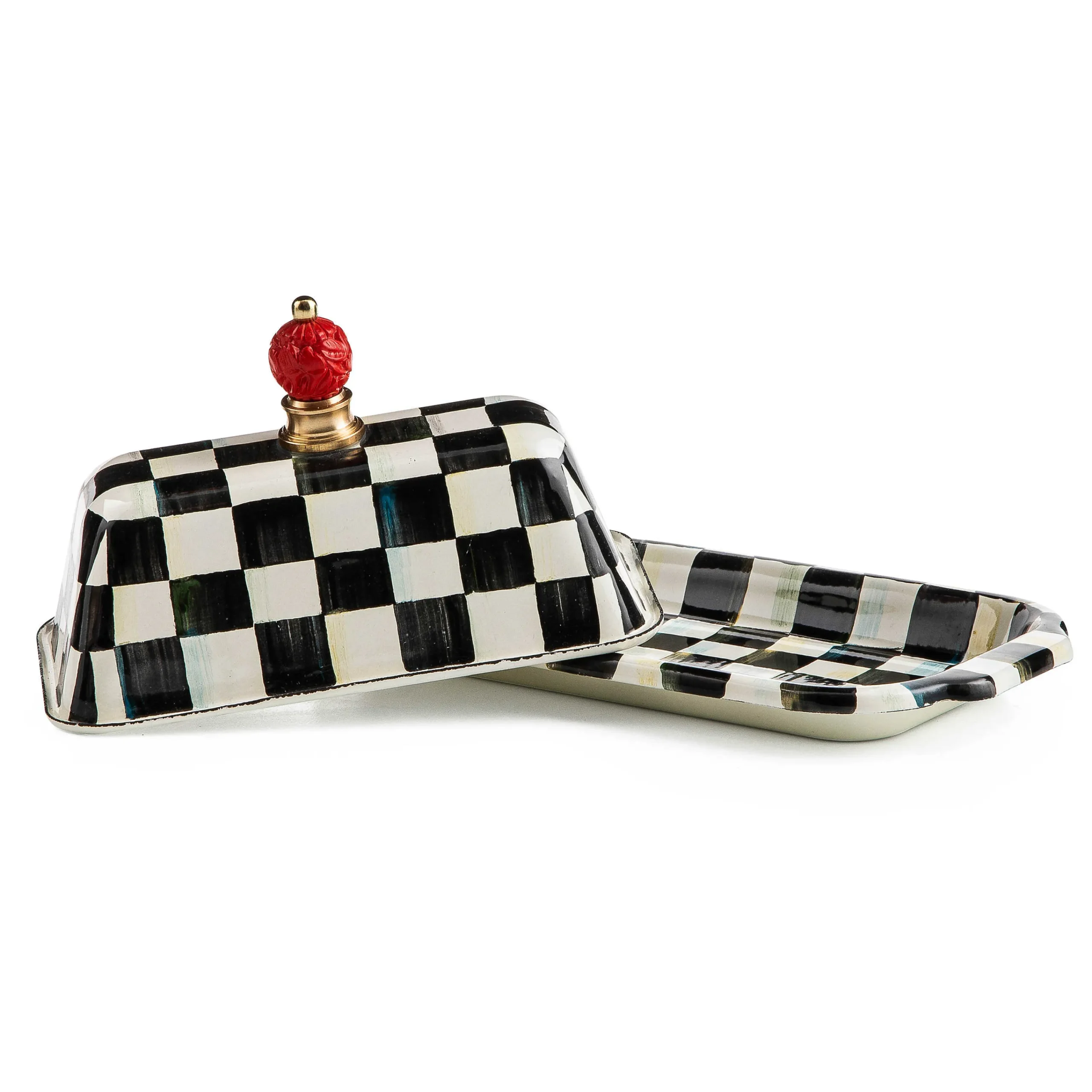 Courtly Check Enamel Butter Box|MacKenzie-Childs