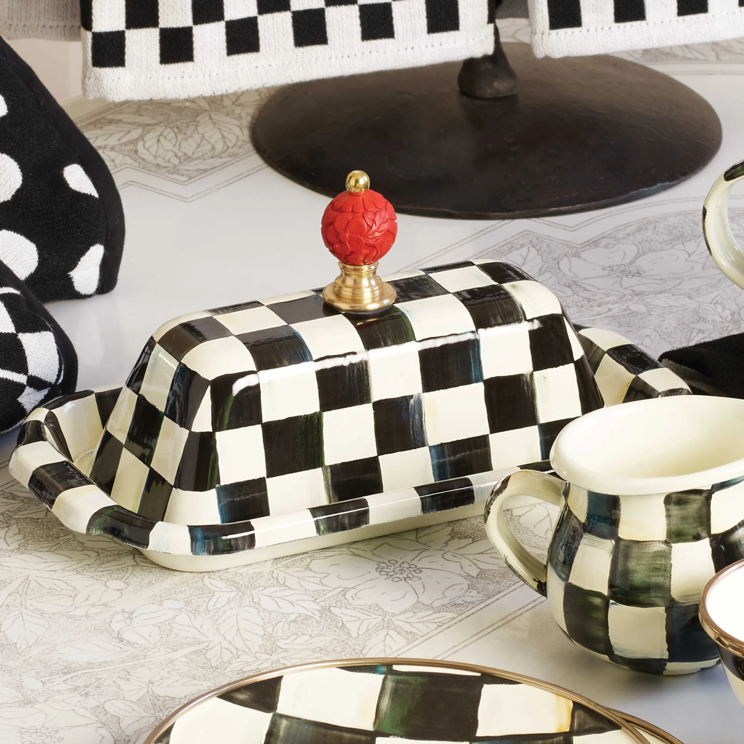 Courtly Check Enamel Butter Box|MacKenzie-Childs