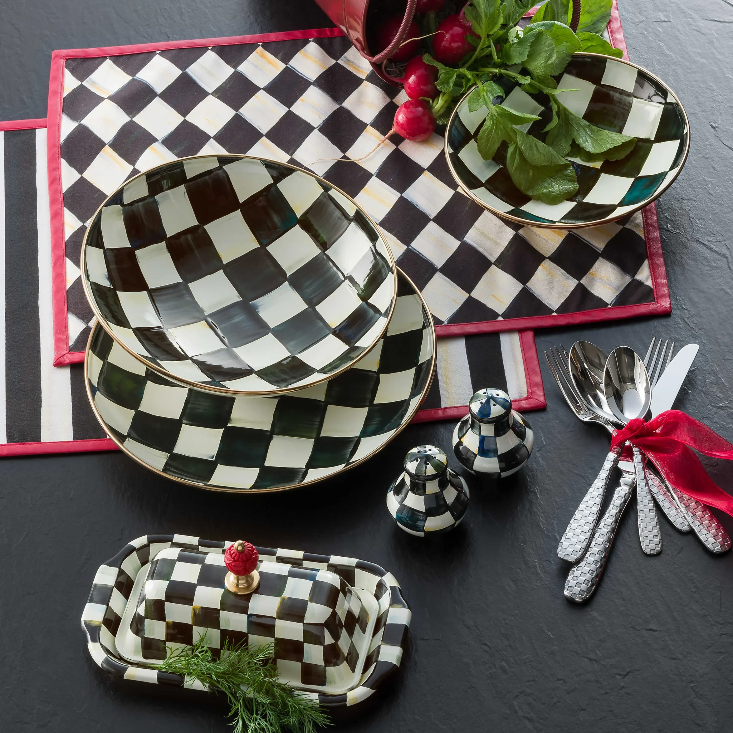 Courtly Check Enamel Butter Box|MacKenzie-Childs