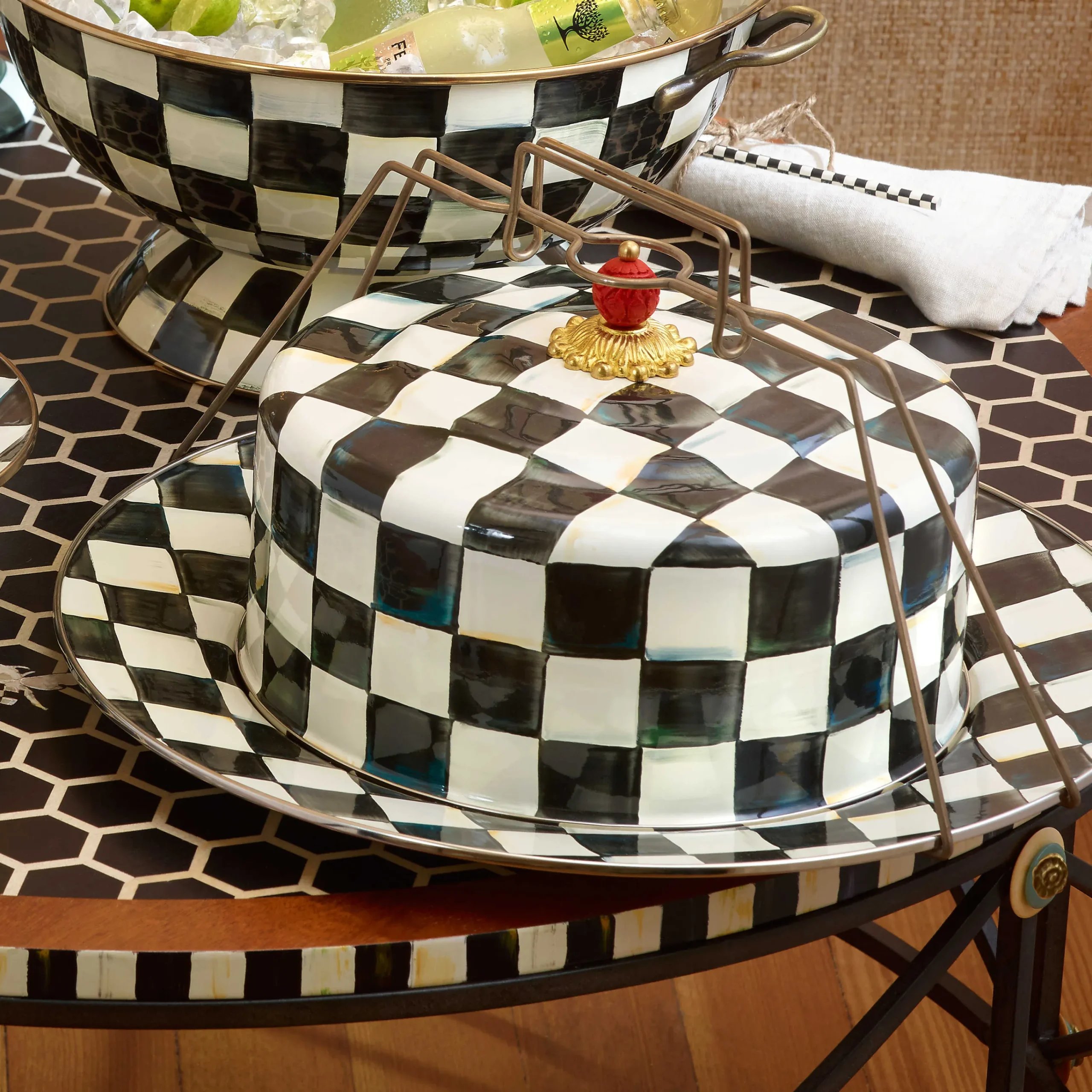 Courtly Check Enamel Cake Carrier|MacKenzie-Childs Discount