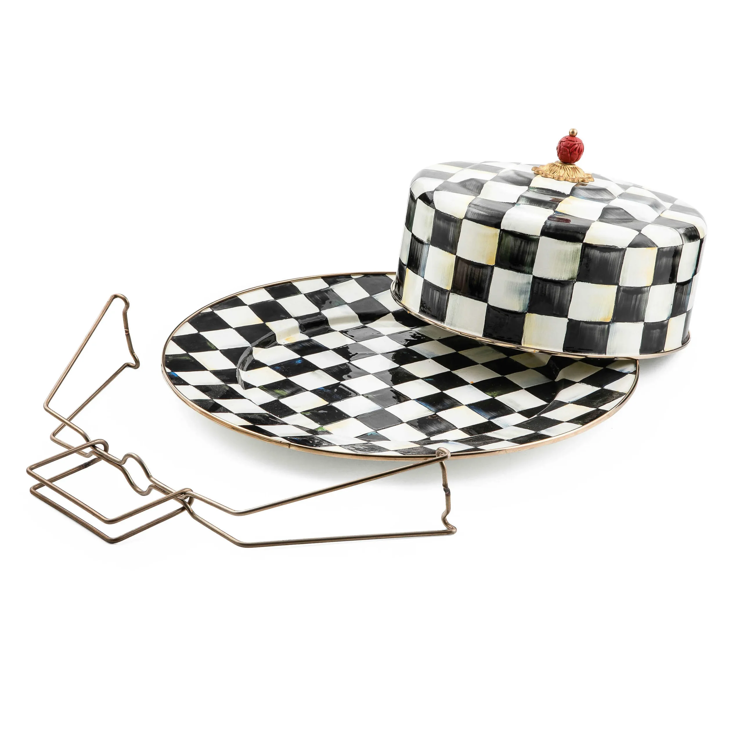 Courtly Check Enamel Cake Carrier|MacKenzie-Childs Discount