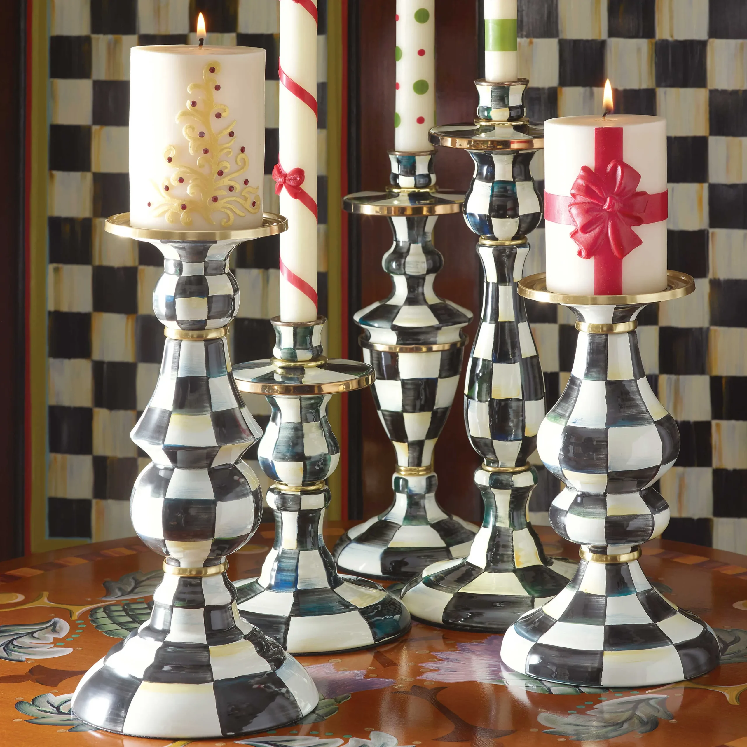 Courtly Check Enamel Candlestick - Small|MacKenzie-Childs Hot