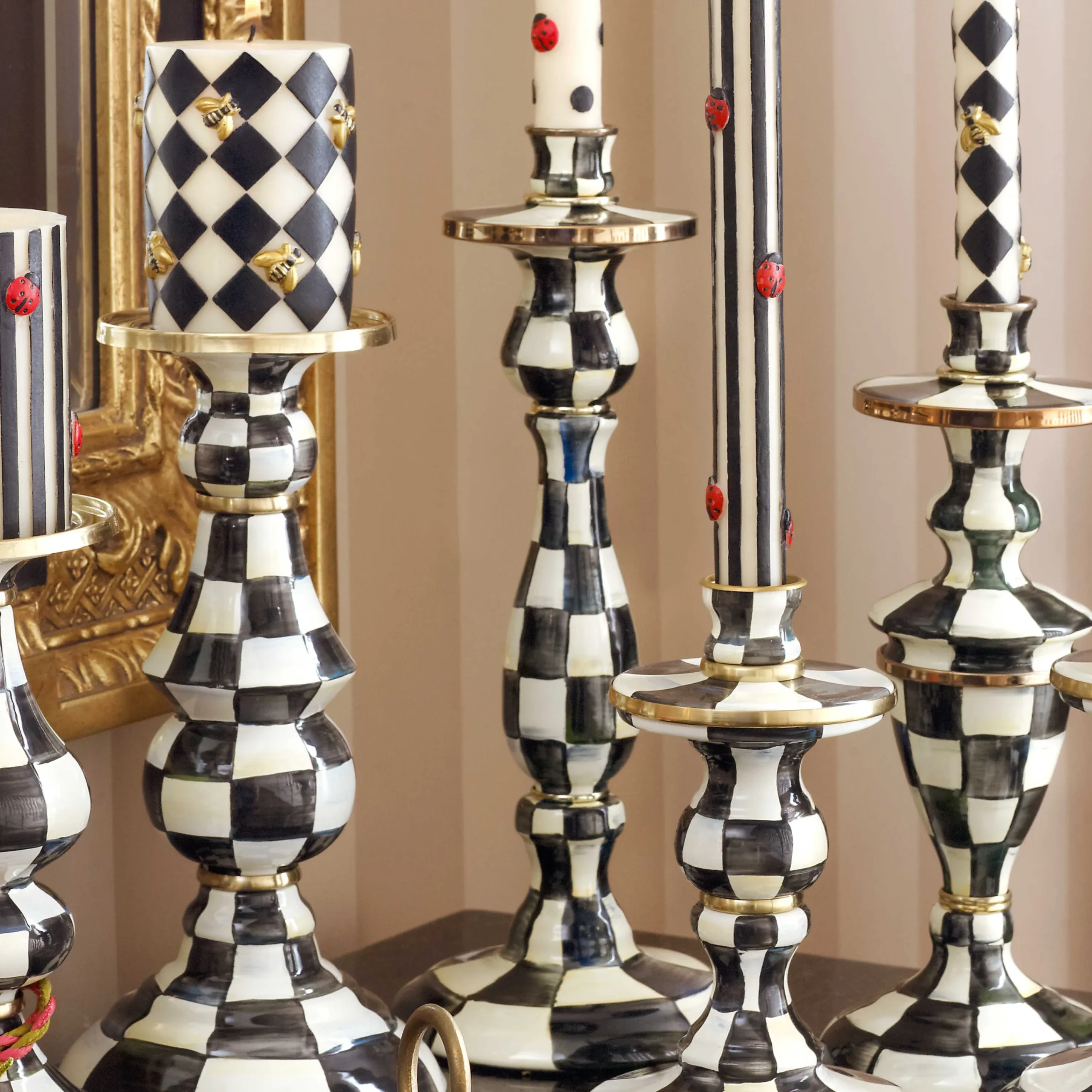Courtly Check Enamel Candlestick - Large|MacKenzie-Childs Online
