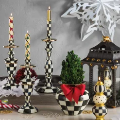 Courtly Check Enamel Candlestick - Large|MacKenzie-Childs Online