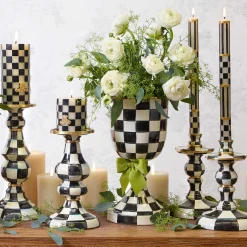 Courtly Check Enamel Candlestick - Medium|MacKenzie-Childs Discount