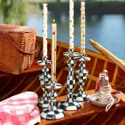 Courtly Check Enamel Candlestick - Medium|MacKenzie-Childs Discount