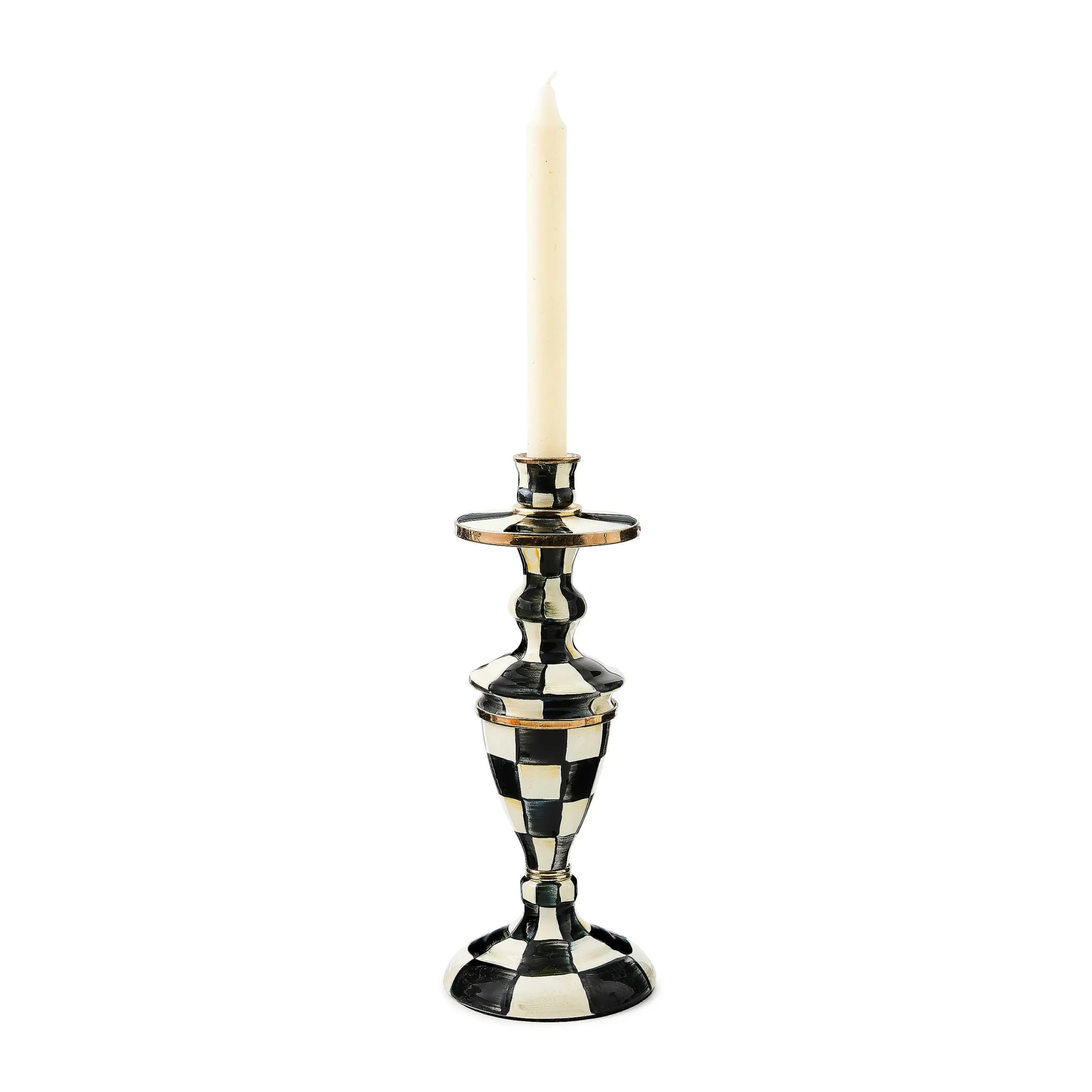 Courtly Check Enamel Candlestick - Medium|MacKenzie-Childs Discount